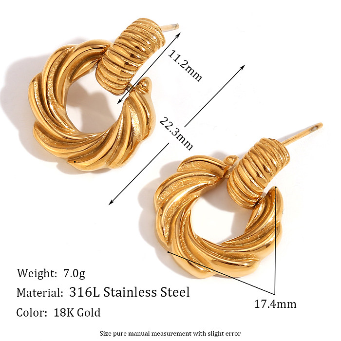 1 Pair Vintage Style Classic Style Solid Color Plating Stainless Steel  18K Gold Plated Ear Studs