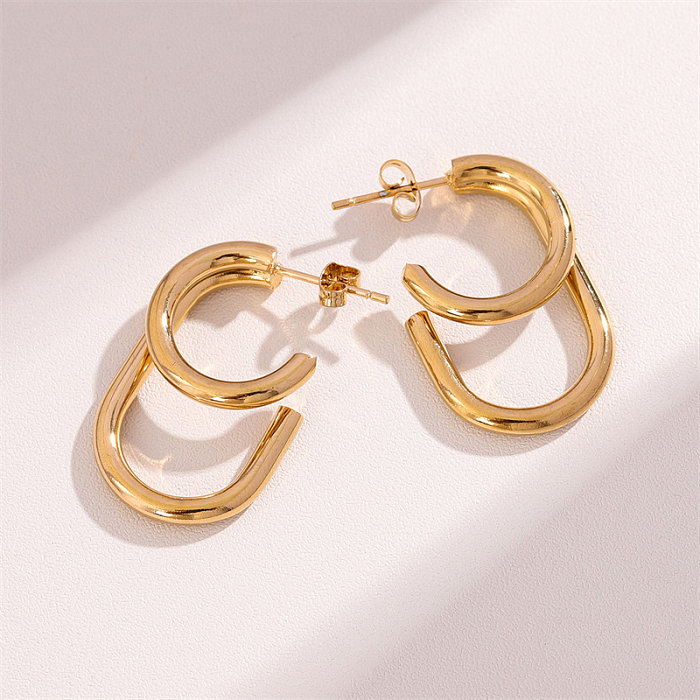 1 Pair Retro Simple Style Round Plating Stainless Steel  18K Gold Plated Drop Earrings