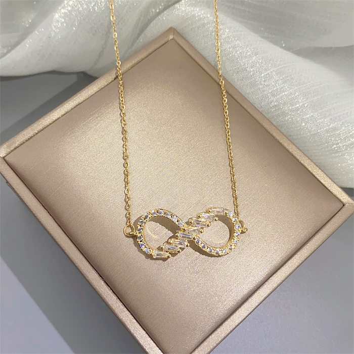 Cross-Border New Arrival 8-Word Love Necklace Women's Unlimited Love Double 8-Word Connected Pendant European And American Simple Jewelry Clavicle