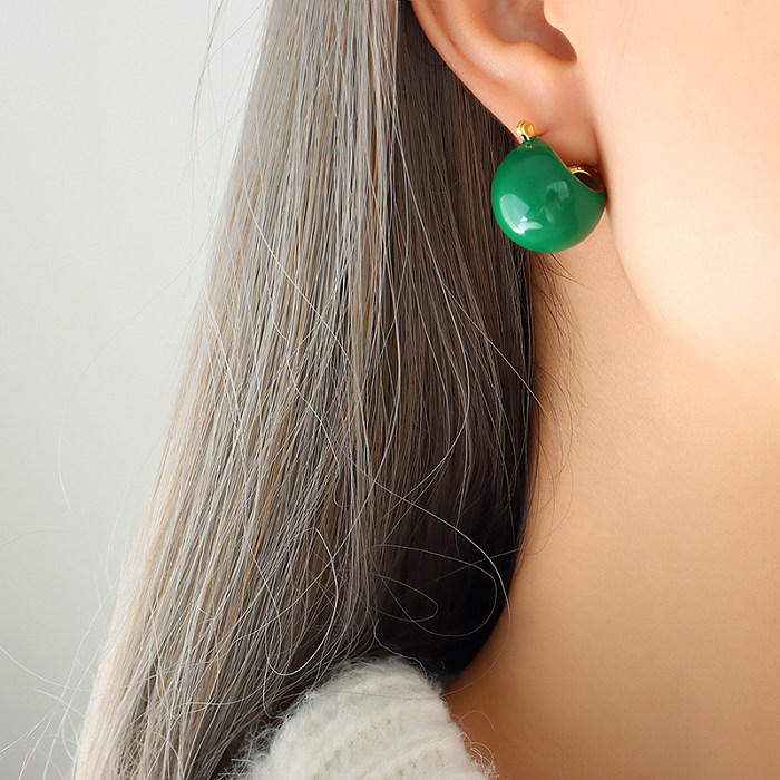 Boucles d'oreilles Style Vintage, 1 paire, couleur unie, en acier inoxydable, plaqué or 18 carats, vente en gros