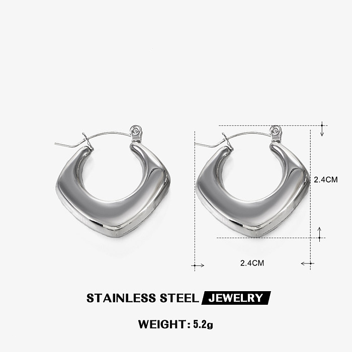 1 par de pendientes de acero inoxidable pulidos de Color sólido ovalados en forma de U estilo Simple estilo IG