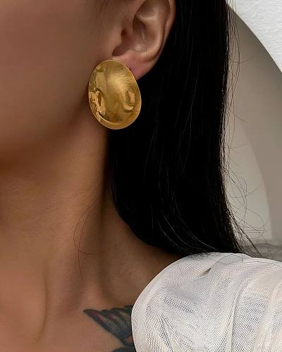 1 Pair Simple Style Solid Color Plating Stainless Steel Gold Plated Ear Studs