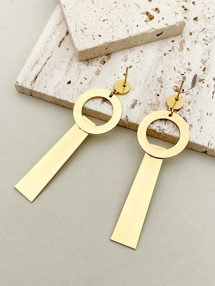 1 Pair Exaggerated Geometric Plating Stainless Steel  Gold Plated Drop Earrings