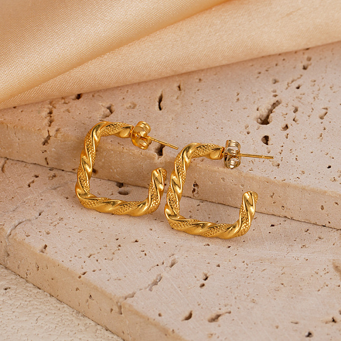 1 Pair Casual Elegant Hawaiian C Shape Plating Stainless Steel  Gold Plated Earrings