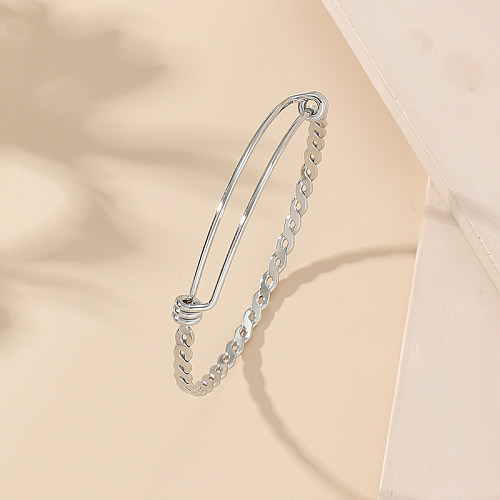 Bracelet plaqué or 18 carats de polissage en acier titanique de couleur unie de style simple élégant
