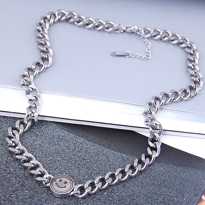 Fashion Metal Smiley Stainless Steel Necklace Wholesale jewelry
