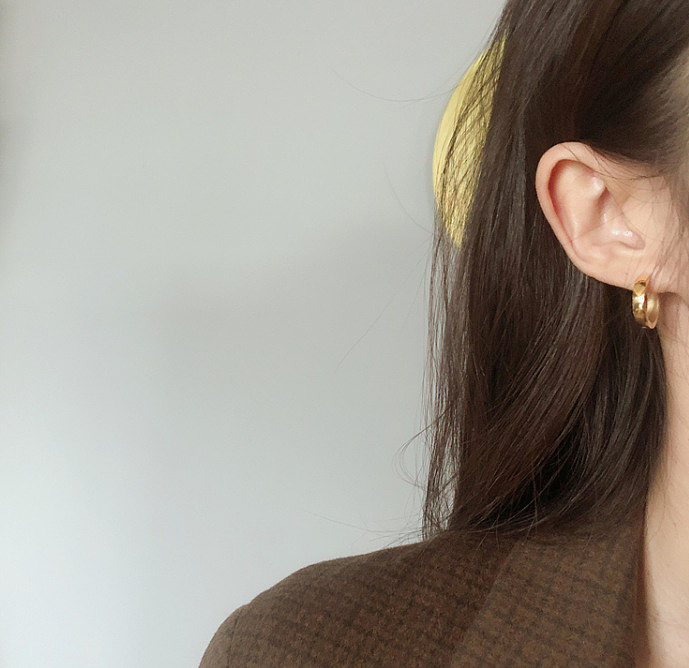 Minimalist Small Earring Ear Buckle Earrings Stainless Steel Plated 18K Gold