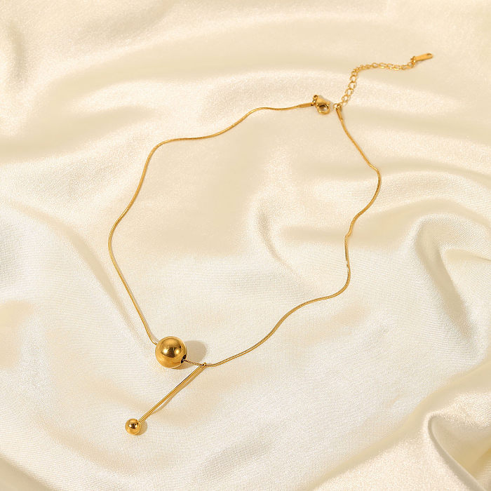 Halskette mit Y-förmigem Perlenanhänger aus 18 Karat vergoldetem Edelstahl im Retro-Stil