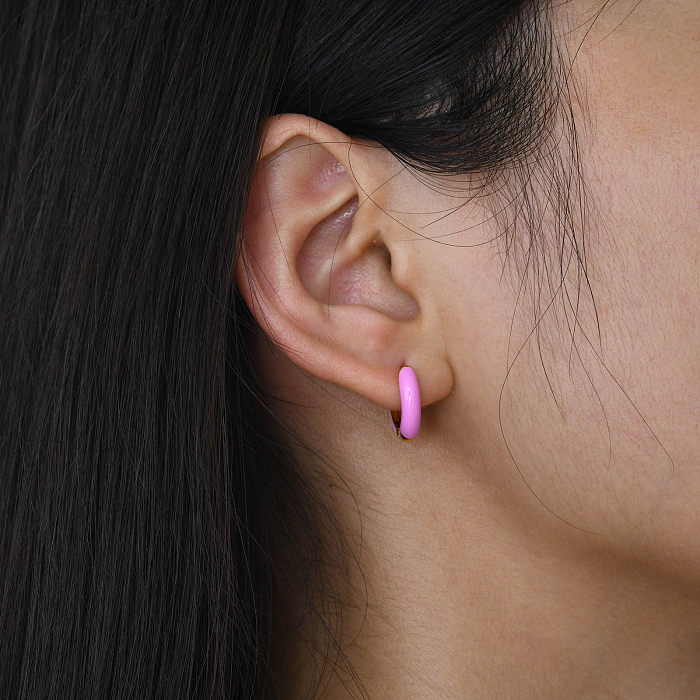 1 paire de boucles d'oreilles en acier inoxydable époxy, Style IG, doux et artistique, géométrique