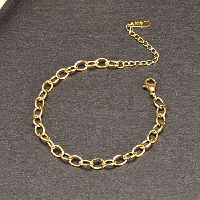 Bracelete de aço Titanium do ouro da corrente 18K transversal doce da forma para mulheres