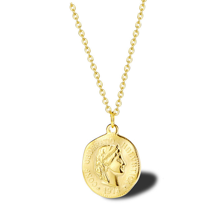 Casual Simple Style Irregular Portrait Stainless Steel Plating 18K Gold Plated Pendant Necklace