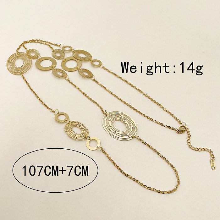Glam Circle Stainless Steel  Polishing Plating Hollow Out Gold Plated Layered Necklaces