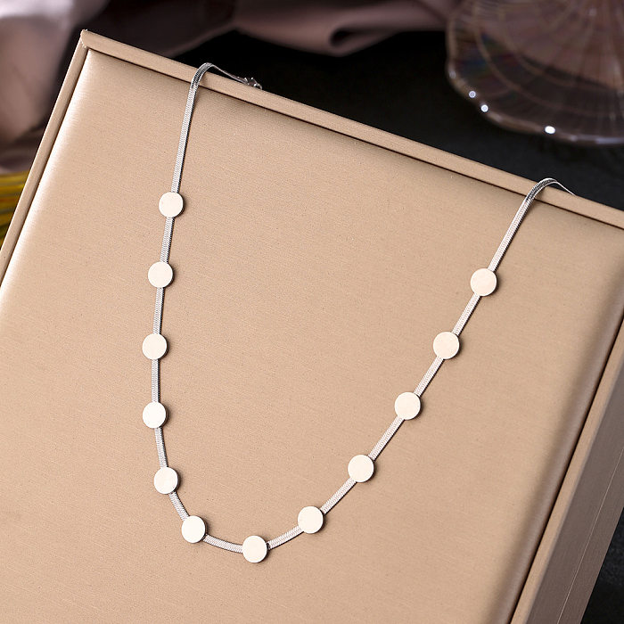 Casual Simple Style Round Stainless Steel Plating 18K Gold Plated Necklace