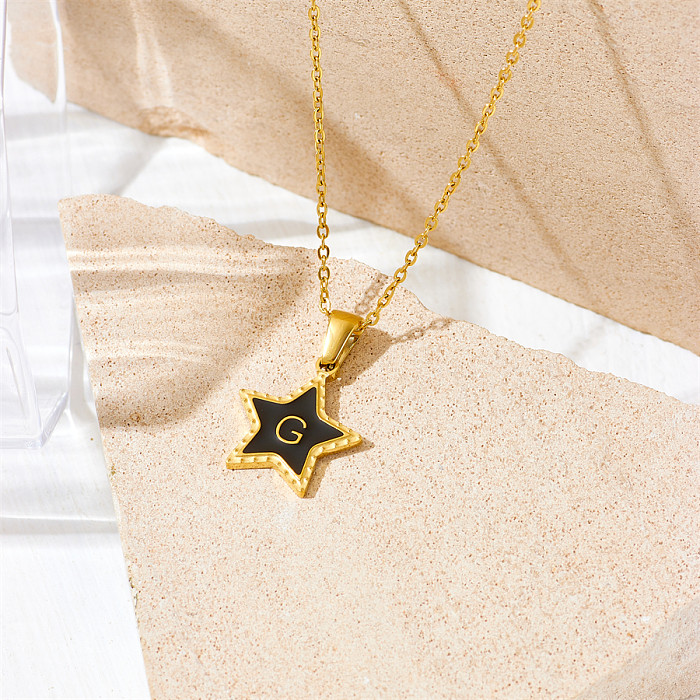 Simple Style Letter Star Stainless Steel Plating Gold Plated Pendant Necklace