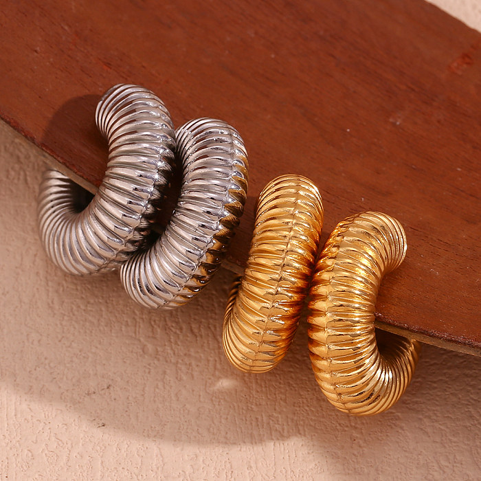 1 Paar Retro-Ohrringe im einfachen Stil mit einfarbiger Beschichtung aus 18 Karat vergoldetem Edelstahl