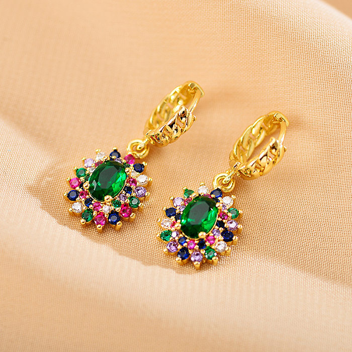 1 Paar glamouröse ovale Ohrhänger aus Edelstahl mit künstlichen Edelsteinen