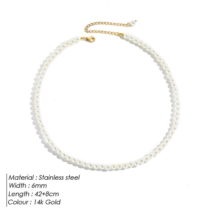 Damen-Halskette in Herzform aus Edelstahl mit Imitationsperle und Muschelperlen