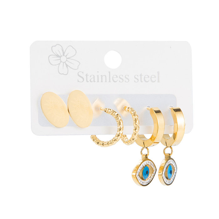 Fashion Geometric Stainless Steel Earrings Set Wholesale