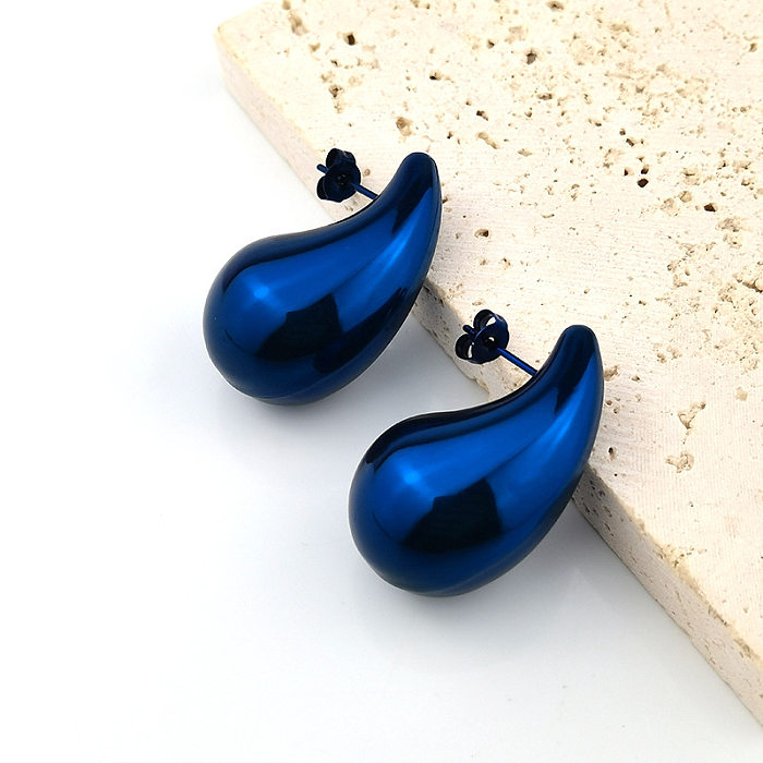 1 Pair Simple Style Water Droplets Plating Stainless Steel  Ear Studs