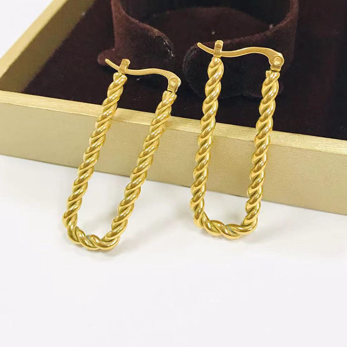 1 Pair Lady Square Plating Stainless Steel  Earrings