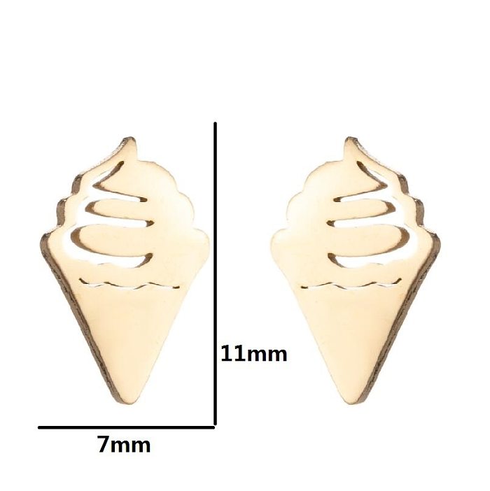 1 paire de clous d'oreilles plaqués en acier inoxydable, Style Simple, crème glacée