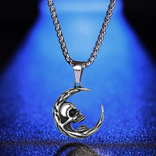 Retro Moon Stainless Steel  Plating Pendant Necklace 1 Piece