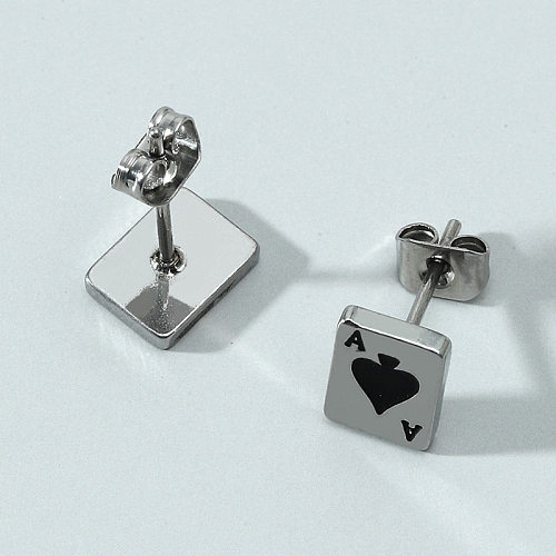 Boucles d'oreilles Mini Poker en acier inoxydable, bijoux, vente en gros