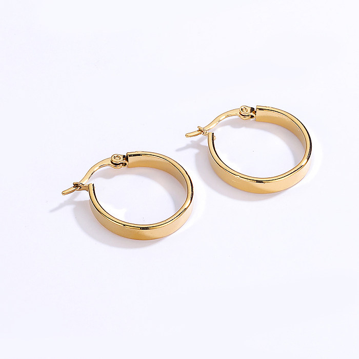 Simple Golden Stainless Steel  Plated 18K Gold Hoop Earrings