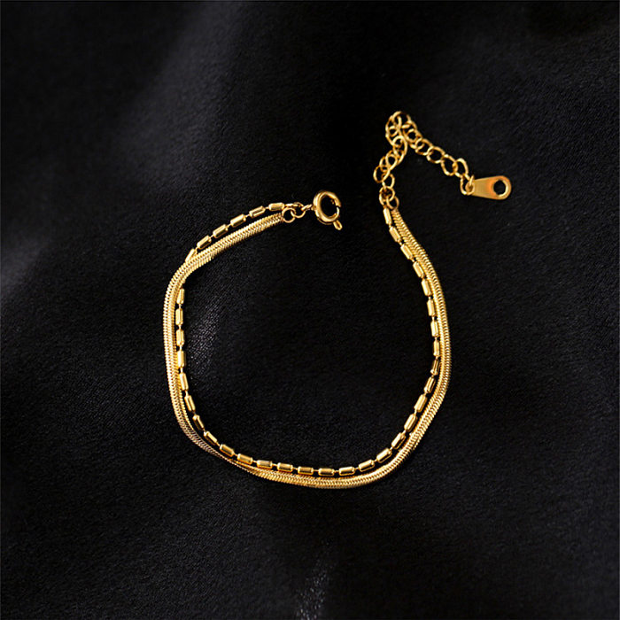 Bracelet coréen en acier titane, mode Simple, Double couche, vente en gros