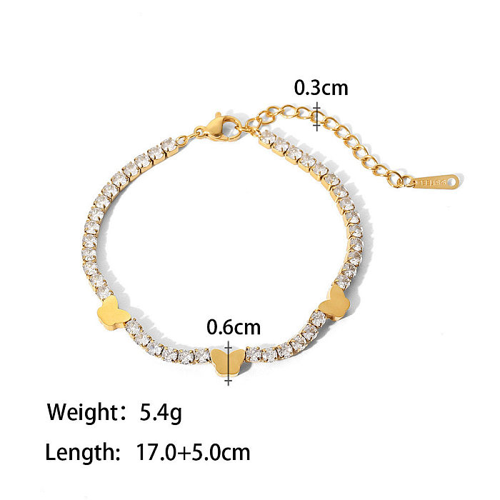 Bracelets en acier inoxydable de papillon de mode Bracelets en acier inoxydable de zircon d'incrustation