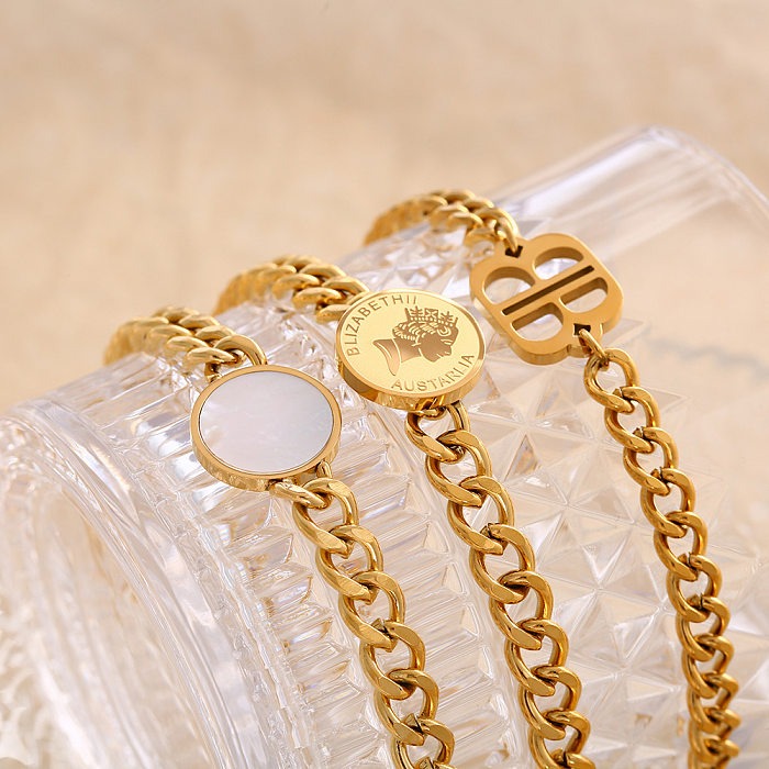 Simple Style Commute Solid Color Titanium Steel Plating Gold Plated Bracelets