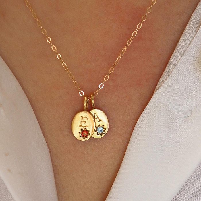 Streetwear Letter Stainless Steel Plating Inlay Zircon 18K Gold Plated Pendant Necklace