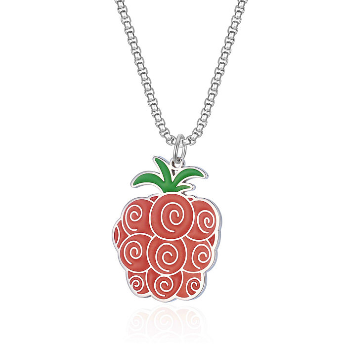 Casual Hip-Hop Fruit Stainless Steel Irregular Epoxy Pendant Necklace