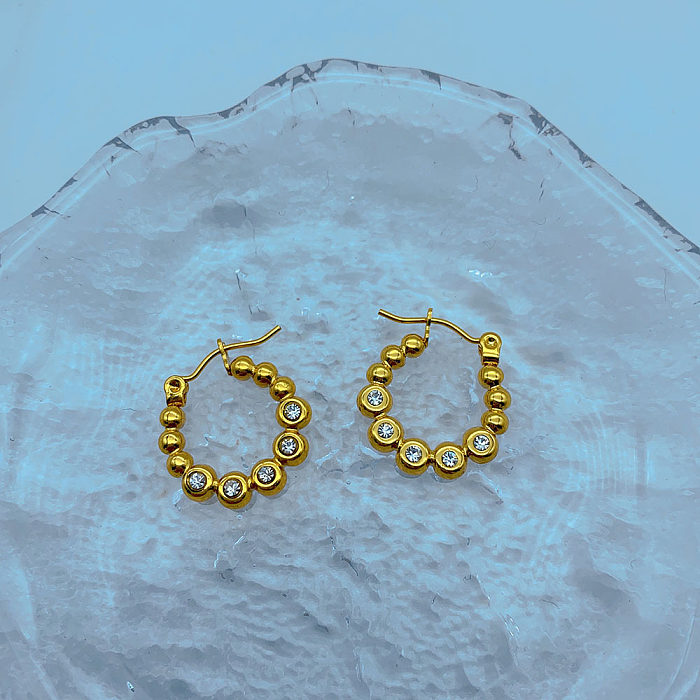 1 Paar Retro-Herzform-Creolen aus Edelstahl mit Inlay und künstlichen Perlen