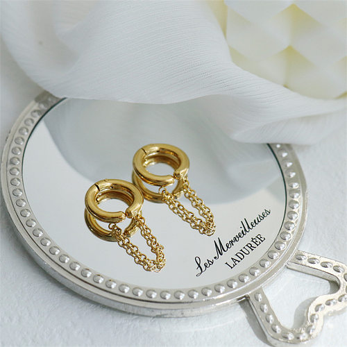 1 Pair Retro Simple Style Solid Color Chain Stainless Steel  Ear Cuffs