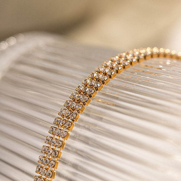 Bracelets ronds en acier inoxydable, 1 pièce, Style INS, incrustation de diamants artificiels