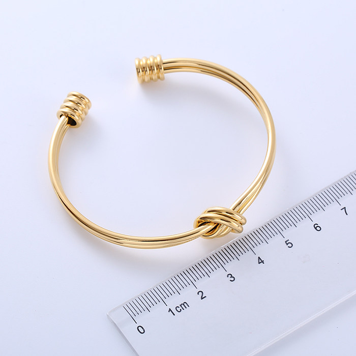 Elegant Simple Style Knot Stainless Steel Polishing Plating 18K Gold Plated Cuff Bracelets