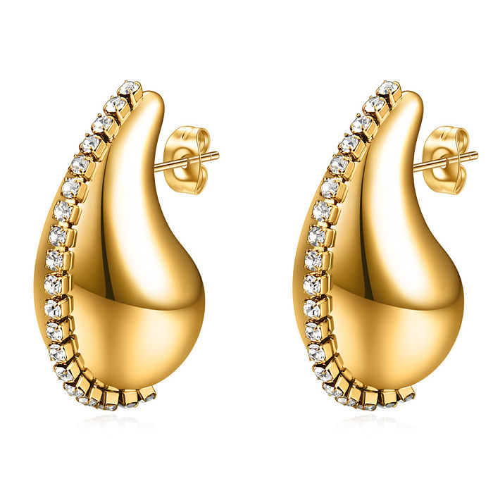 1 par de punhos de orelha banhados a ouro de aço inoxidável com revestimento de cor sólida estilo simples