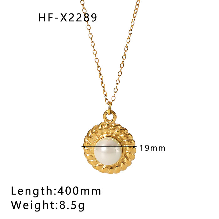 Elegant Lady French Style Angel Wings Devil'S Eye Stainless Steel  Plating Inlay Artificial Pearls Zircon 18K Gold Plated Pendant Necklace