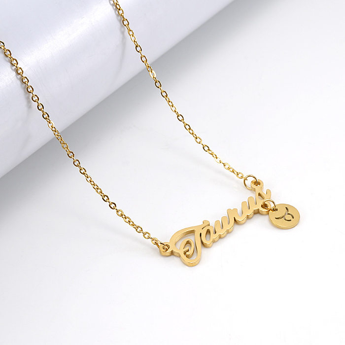 Fashion Letter Constellation Stainless Steel  Pendant Necklace Gold Plated Stainless Steel  Necklaces