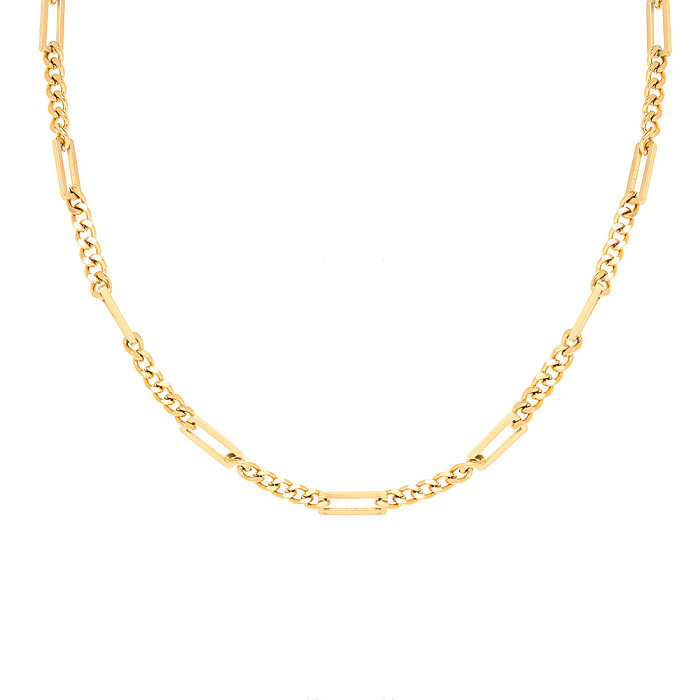 Colar de ouro 18K banhado a aço inoxidável com emenda de corrente quadrada francesa da moda