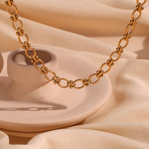 Schlichter Stil, klassischer Stil, einfarbig, Edelstahl-Beschichtung, 18-karätig vergoldete Halskette