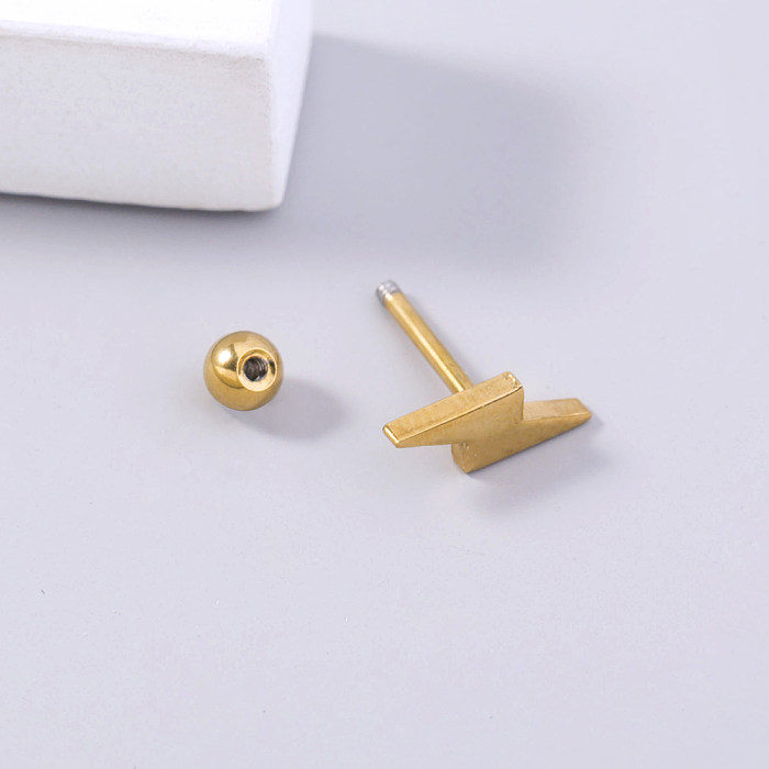 1 Piece Simple Style Lightning Stainless Steel  Plating Ear Studs
