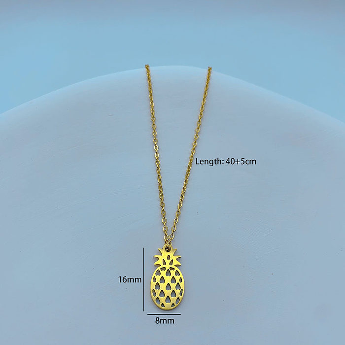 Retro Animal Fruit Stainless Steel Plating Pendant Necklace