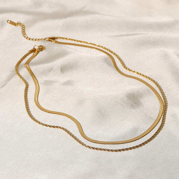 Fashion Geometric Stainless Steel  Layered Necklaces Gold Plated Stainless Steel  Necklaces