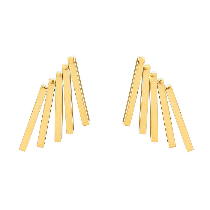 1 Pair Casual Simple Style Lines Plating Stainless Steel Ear Studs
