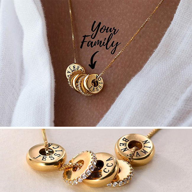 Fashion Letter Stainless Steel  Plating Inlay Zircon Pendant Necklace 1 Set