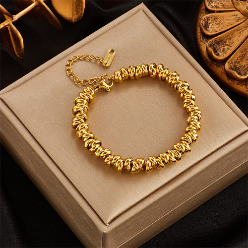 Bracelets plaqués or 18 carats en acier titanique géométrique de style moderne
