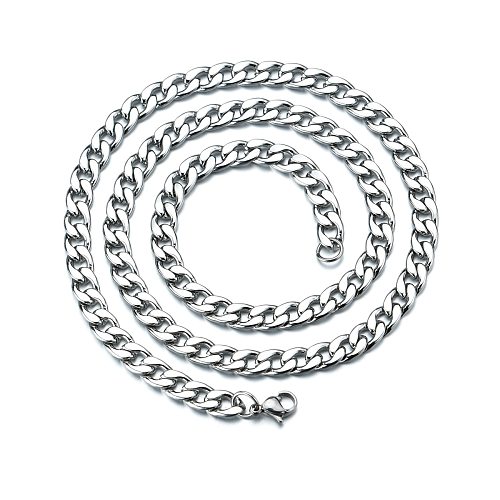Simple Stainless Steel  Grinding Chain Hiphop Thick Necklace