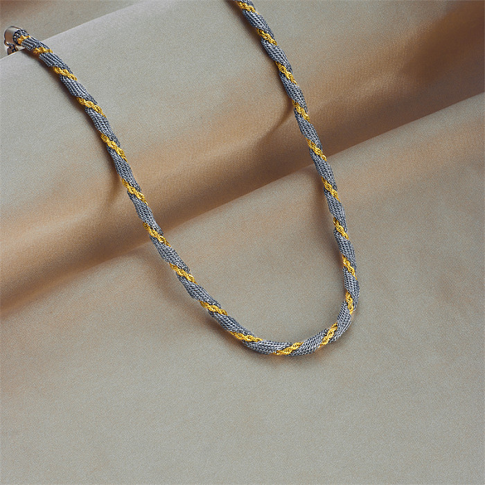 Punk Color Block Stainless Steel Plating Chain 18K Gold Plated Necklace